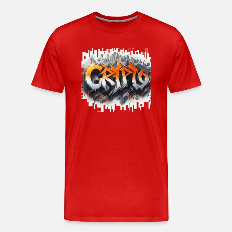 crypto, grafitti text 3D - Männer Premium Bio T-Shirt - Rot