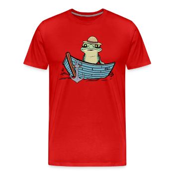 Grenouille, Grenouilles, Bateau, Étang, Nature - T-shirt bio Premium Homme - rouge - Devant - Damien (186cm)