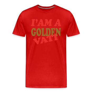 GOLDENER VATI - Männer Premium Bio T-Shirt - Rot - Vorne - Damien (186cm)