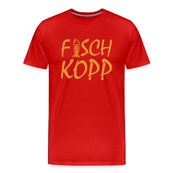 Fischkopp Fisch Fischkopf Küste Angler Fischer - Männer Premium Bio T-Shirt - Rot - Vorne - Damien (186cm)