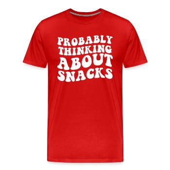 Retro Probably Thinking About Snacks funny eating - T-shirt bio Premium Homme - rouge - Devant - Damien (186cm)