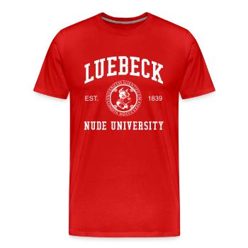 Lübeck Nude University Hochschule Universität Uni - T-shirt bio Premium Homme - rouge - Devant - Damien (186cm)