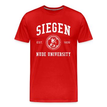 Siegen Nude University Hochschule Universität Uni - T-shirt bio Premium Homme - rouge - Devant - Damien (186cm)