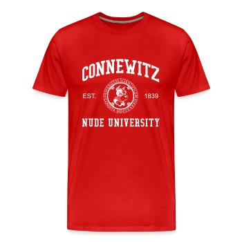 Leipzig Connewitz Nu University Hochschule Uni - T-shirt bio Premium Homme - rouge - Devant - Damien (186cm)
