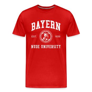Bavaria Nude University University University - Men's Premium Organic T-Shirt - red - Front - Damien (186cm)