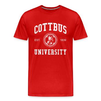 Université de Cottbus Universität Hochschule Uni - T-shirt bio Premium Homme - rouge - Devant - Damien (186cm)