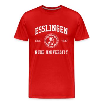 Esslingen Nude University Hochschule Universität - T-shirt bio Premium Homme - rouge - Devant - Damien (186cm)