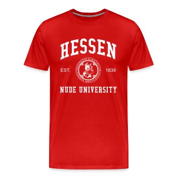 Hessen Nude University Hochschule Universität Uni - T-shirt bio Premium Homme - rouge - Devant - Damien (186cm)