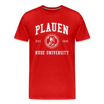 Plauen Nude University Hochschule Universität Uni - T-shirt bio Premium Homme - rouge - Devant - Damien (186cm)