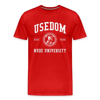 Usedom Nude University Hochschule Universität Uni - T-shirt bio Premium Homme - rouge - Devant - Damien (186cm)