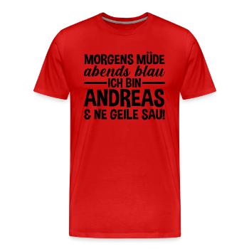 Prénom Andreas - T-shirt bio Premium Homme - rouge - Devant - Damien (186cm)