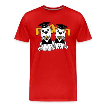 Dogs School Graduation Certificate Gymnasium College Abi - Men's Premium Organic T-Shirt - red - Front - Damien (186cm)