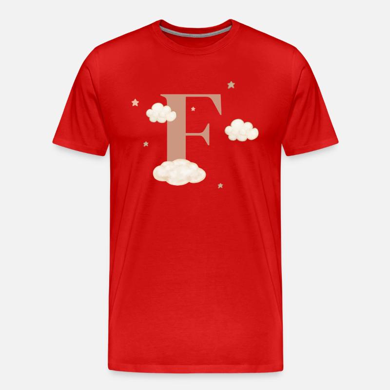 Buchstabe f bewölkt Sterne - Männer Premium Bio T-Shirt - Rot