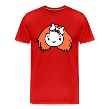 Vogel Dame Frau weiblich hübsches Gesicht Schleife - Männer Premium Bio T-Shirt - Rot - Vorne - Damien (186cm)