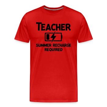 Teacher Summer Recharge Required - Men's Premium Organic T-Shirt - red - Front - Damien (186cm)