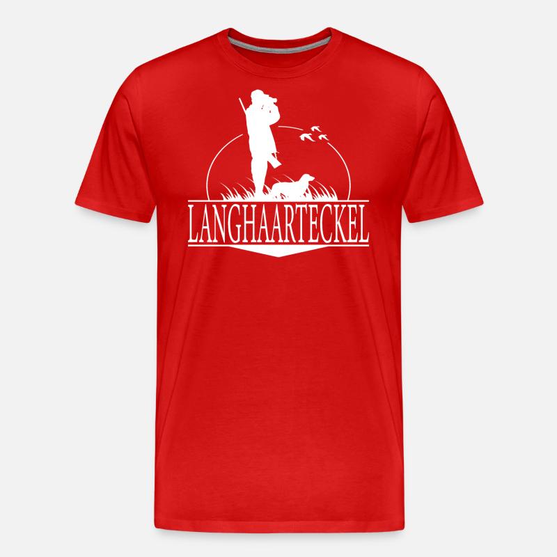 LANGHAARTECKEL Jagdhunde Jäger Teckel Wilsigns - Männer Premium Bio T-Shirt - Rot