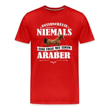 Araber Pferde Shirt-UNF - Männer Premium Bio T-Shirt - Rot - Vorne - Damien (186cm)