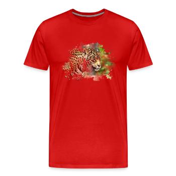 leopard - Men's Premium Organic T-Shirt - red - Front - Damien (186cm)