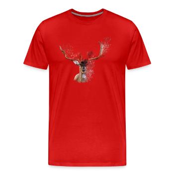 Hirsch Antler Stag Geweih - Männer Premium Bio T-Shirt - Rot - Vorne - Damien (186cm)