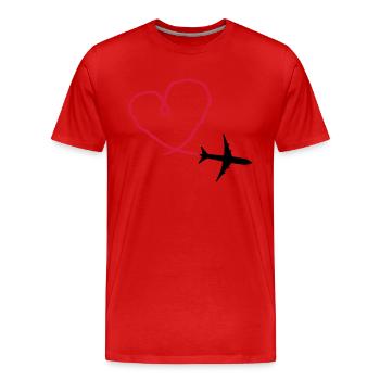 Plane Heart - T-shirt bio Premium Homme - rouge - Devant - Damien (186cm)