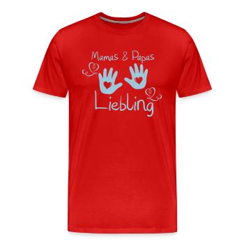 mamas_und_papas_liebling - Männer Premium Bio T-Shirt - Rot - Vorne - Damien (186cm)