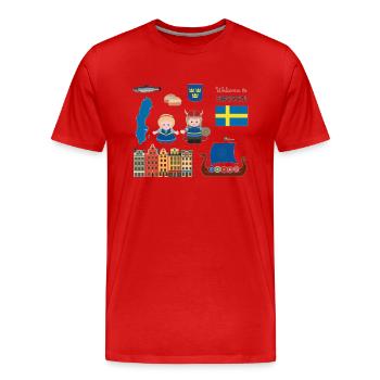 welcome to Sweden - Men's Premium Organic T-Shirt - red - Front - Damien (186cm)