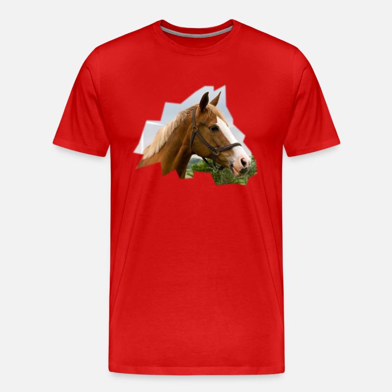 Horse. Pferd. - Männer Premium Bio T-Shirt - Rot