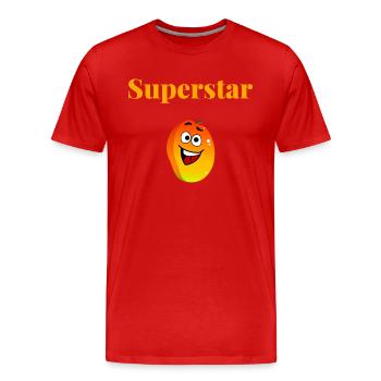 Mangue Superstar été orange fruit soleil humour - T-shirt bio Premium Homme - rouge - Devant - Damien (186cm)