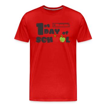 PREMIER JOUR D’ÉCOLE INSCRIPTION 1ÈRE ANNÉE ABC DICTONS - T-shirt bio Premium Homme - rouge - Devant - Damien (186cm)