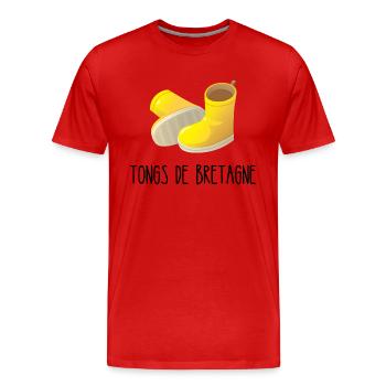 TONGS DE BRETAGNE - T-shirt bio Premium Homme - rouge - Devant - Damien (186cm)
