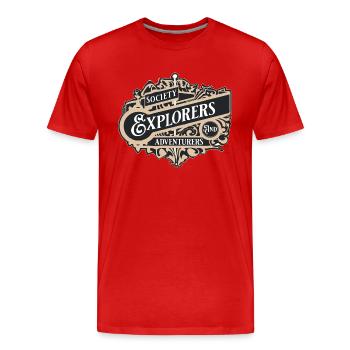 society of explorers and adventurers - Men's Premium Organic T-Shirt - red - Front - Damien (186cm)
