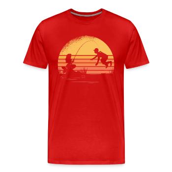 Meerjungfrau Fischerei Fischer Meerjungfrau Fische - Männer Premium Bio T-Shirt - Rot - Vorne - Damien (186cm)