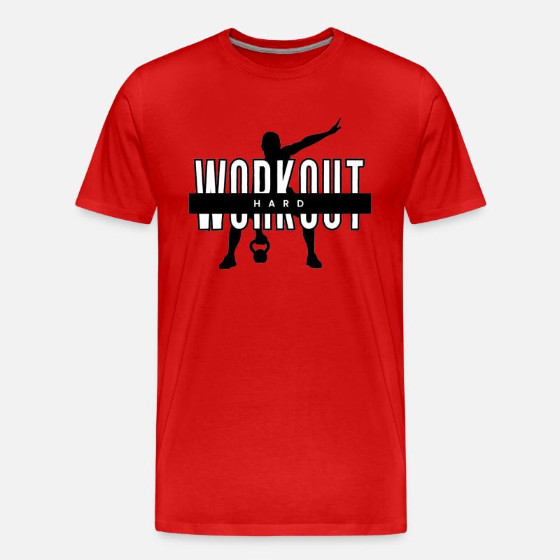 Workout Hard Kettlebell - Männer Premium Bio T-Shirt - Rot