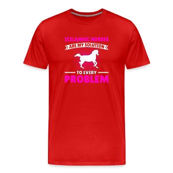 Islandpferd Isländer Spruch Motiv Mädchen Reiterin - Männer Premium Bio T-Shirt - Rot - Vorne - Damien (186cm)