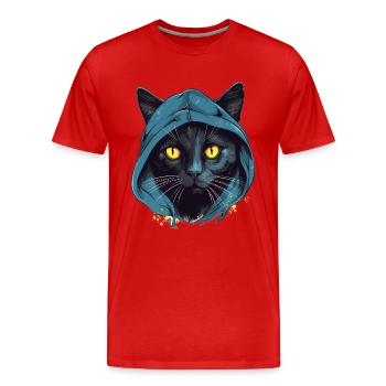 Katzenkopf Schwarze Katze Bombay Happy Cat Katzen - Männer Premium Bio T-Shirt - Rot - Vorne - Damien (186cm)