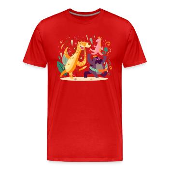 Les animaux en fête n°2 - T-shirt bio Premium Homme - rouge - Devant - Damien (186cm)
