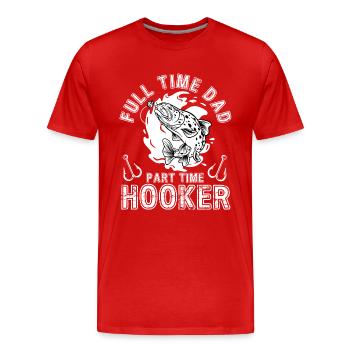 Père à temps plein Temps partiel Crochet Costume de pêcheur - T-shirt bio Premium Homme - rouge - Devant - Damien (186cm)