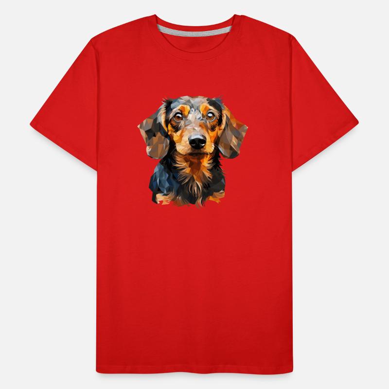 Teckel à poil dur dans la conception polygonale T-shirt bio Premium Homme