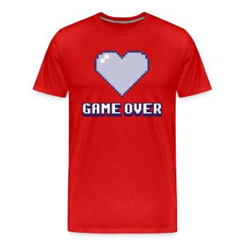 Game Over Coeur violet - T-shirt bio Premium Homme - rouge - Devant - Damien (186cm)