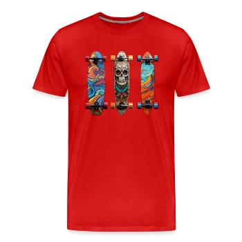 Cooles Longboard Design - Männer Premium Bio T-Shirt - Rot - Vorne - Damien (186cm)
