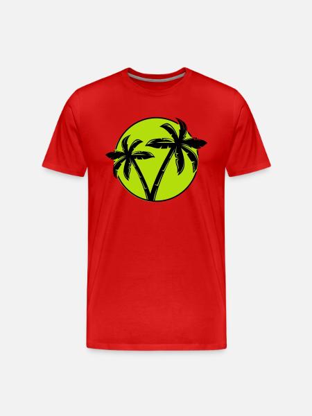 Palm Tree Silhouette Circle 1 - Men's Premium Organic T-Shirt - red
