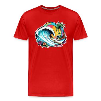 Surfen Strand Palme Sonnenschein Urlaub - Männer Premium Bio T-Shirt - Rot - Vorne - Damien (186cm)