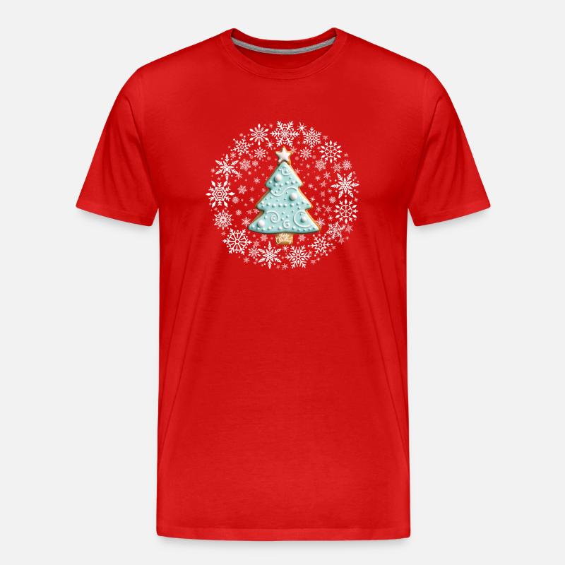 Weiße Weihnachten, Lebkuchenplätzchen White - Männer Premium Bio T-Shirt - Rot