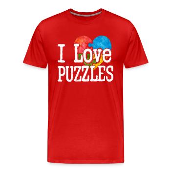 I Love Puzzles Piece Jigsaw Puzzle - Männer Premium Bio T-Shirt - Rot - Vorne - Damien (186cm)
