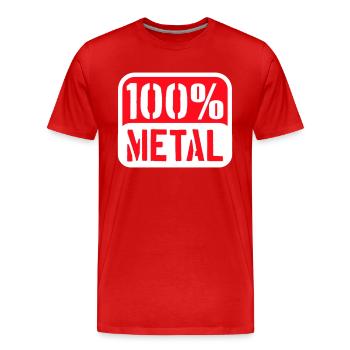 100% Heavy Metal Musique Timbre Texte Logo - T-shirt bio Premium Homme - rouge - Devant - Damien (186cm)