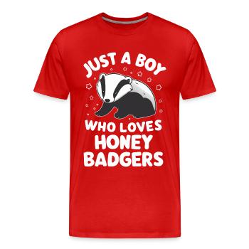 Blaireau Miel Blaireau Animal - T-shirt bio Premium Homme - rouge - Devant - Damien (186cm)