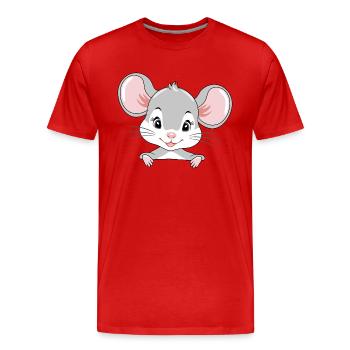 Cute peeking baby mouse - Men's Premium Organic T-Shirt - red - Front - Damien (186cm)