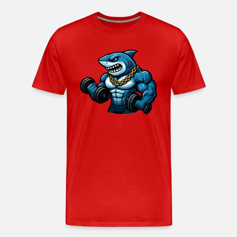 hai bodybuilder comic - Männer Premium Bio T-Shirt - Rot