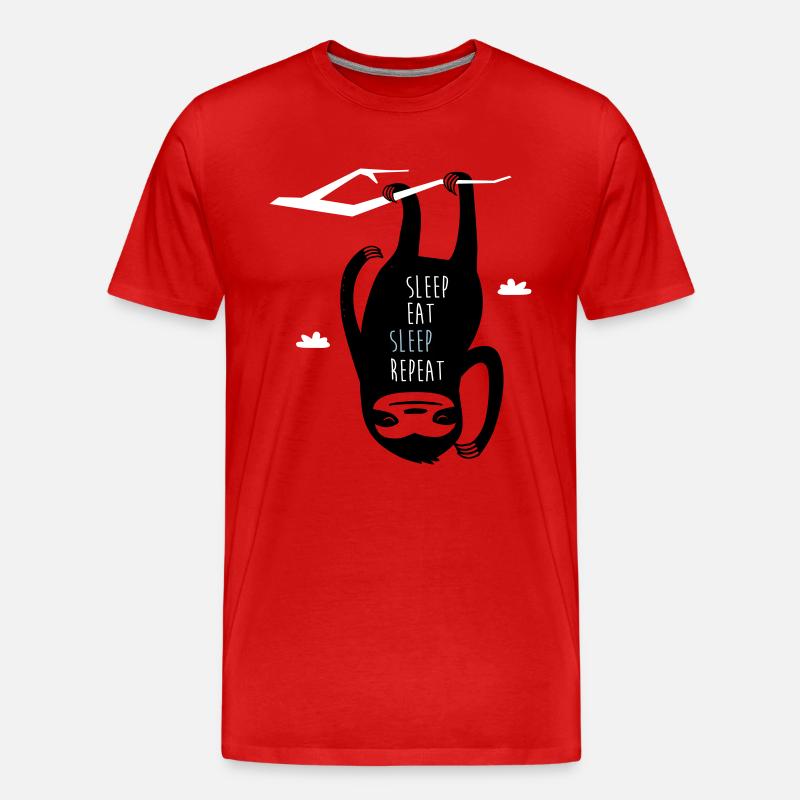Sleep Eat Sleep Repeat Sloth - Men's Premium Organic T-Shirt - red