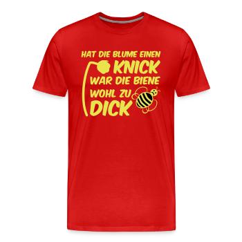 Biene zu dick Blume Knick Blüte - Männer Premium Bio T-Shirt - Rot - Vorne - Damien (186cm)